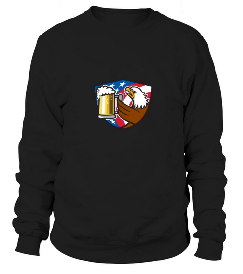 Bald Eagle Hoisting Beer Stein USA Flag Crest Retr Men's Sweatshirt