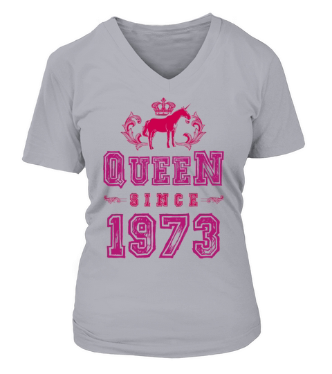 1973 Queen Unicorn Women's V-Neck T-shirt