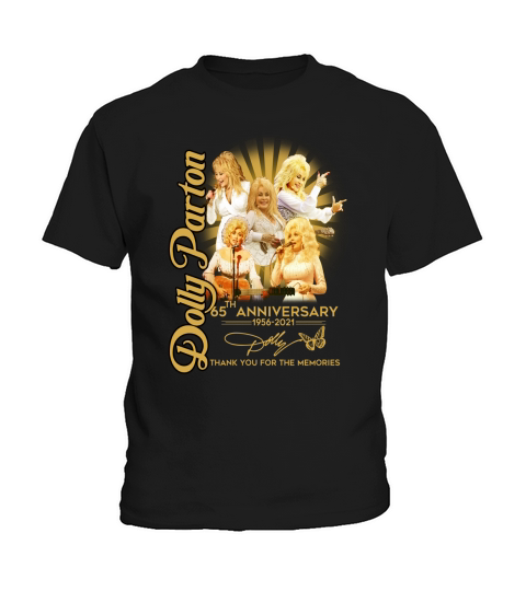 Dolly Parton 65th anniversary 1956 to 2021 thank you for the memories signature Kids T-Shirt