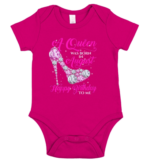 Womens A Queen Was Born In August Shirt Birthday Short Sleeve Baby One-Piece