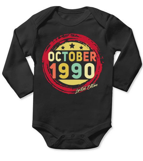 Vintage October 1990 Limited Long Sleeve Baby One-Piece