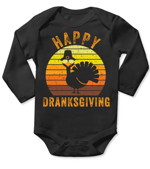 Vintage Happy Dranksgiving Drinksgiving Turkey Tha Long Sleeve Baby One-Piece