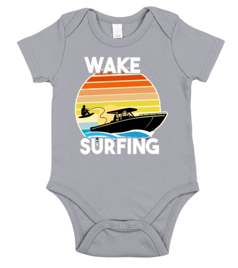 Retro Wake Surfing Gift Print Vintage Boat Lake Short Sleeve Baby One-Piece
