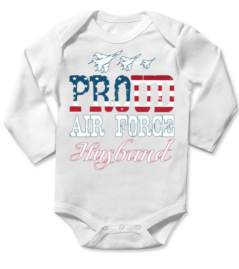 Proud Air Force Husband Military Soldier 2020 Long Sleeve Baby One-Piece