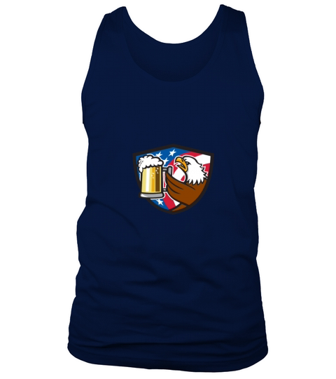 Bald Eagle Hoisting Beer Stein USA Flag Crest Retr Men's Tank Top