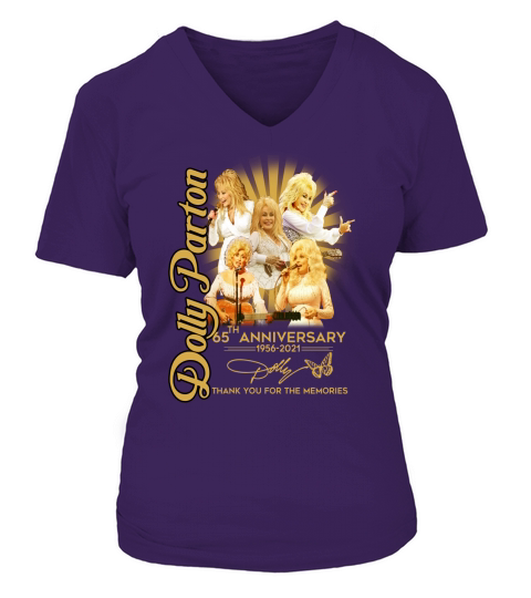 Dolly Parton 65th anniversary 1956 to 2021 thank you for the memories signature V-neck T-Shirt Woman