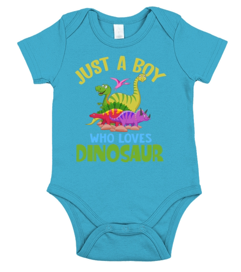 Just a Boy Who Loves Dinosaurs Schoolboys and Pale Short Sleeve Baby One-Piece