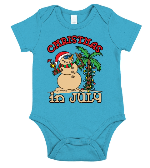 Christmas In July Funny Snowman Short Sleeve Baby One-Piece