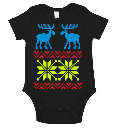 Moose Pattern Christmas Sweater Short Sleeve Baby One-Piece
