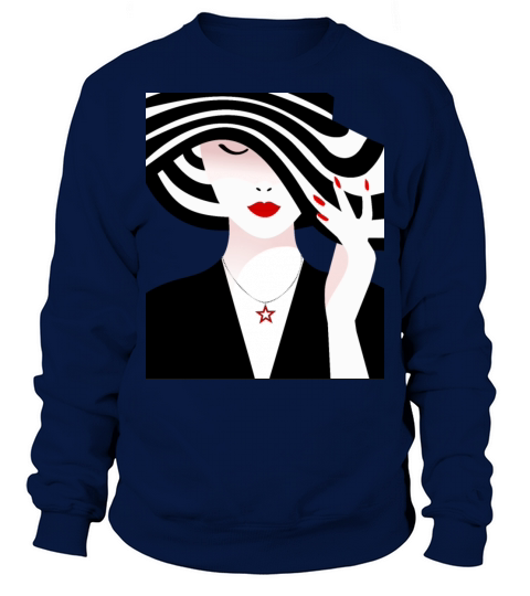 Woman with black and white striped hat Men's Sweatshirt