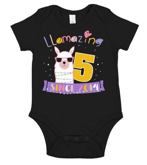 Girls 5th Birthday "LLamazing Since 2014" Short Sleeve Baby One-Piece