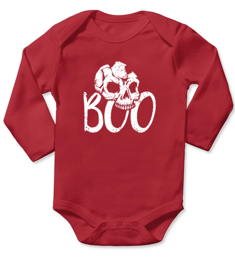 Boo Halloween Bones Trick Or Treat Skeleton Lover Long Sleeve Baby One-Piece