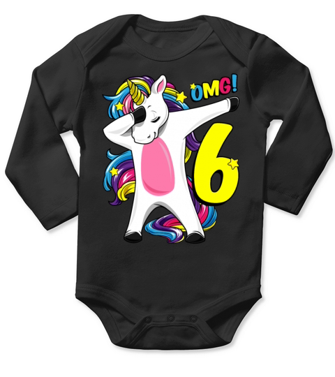 6 Years old Dabbing Unicorn gift girl 6th birthday Long Sleeve Baby One-Piece