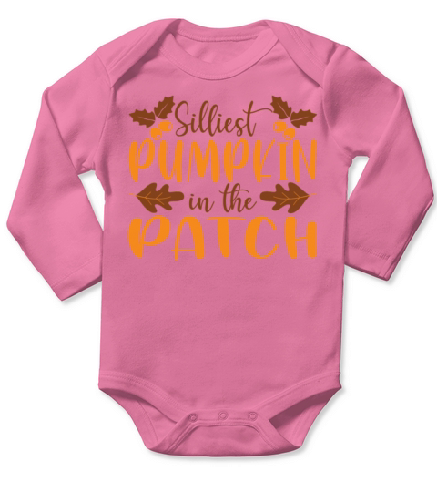 Silliest pumpkin in the patch orange Pumpkin Long Sleeve Baby One-Piece
