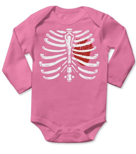 Skeleton Heart Rib Cage X-Ray Funny Halloween Long Sleeve Baby One-Piece