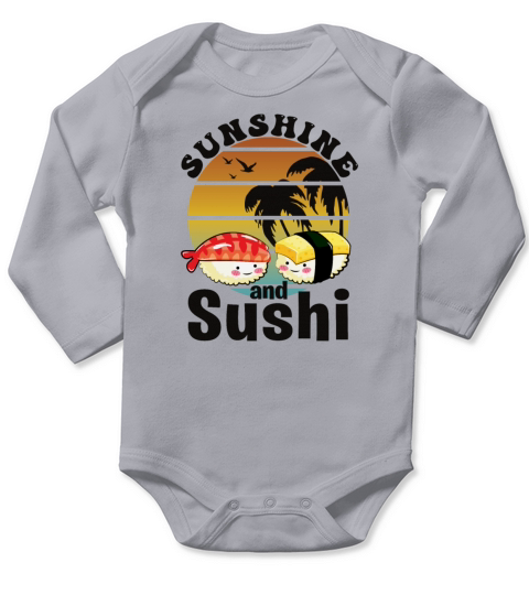 Beach and Sushi Lover Long Sleeve Baby One-Piece