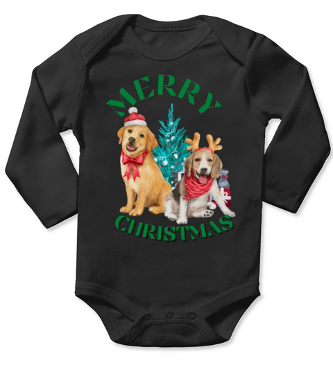 Merry Christmas Dog Design Long Sleeve Baby One-Piece