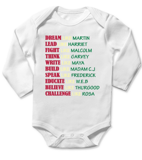 Black History Month Martin Harriet Malcolm Rosa shirt Long Sleeve Baby One-Piece