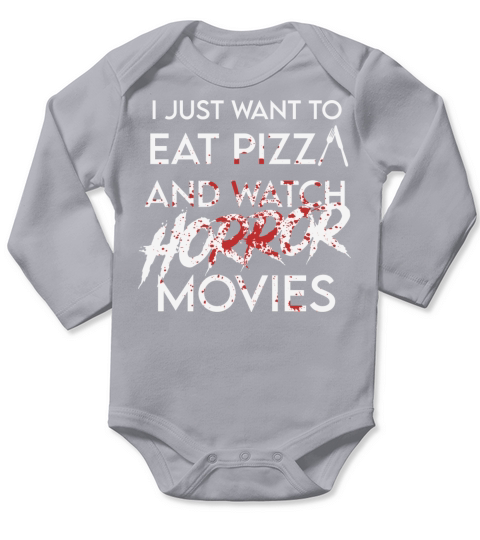 Funny Horror Movie Fan Halloween Pizza Long Sleeve Baby One-Piece