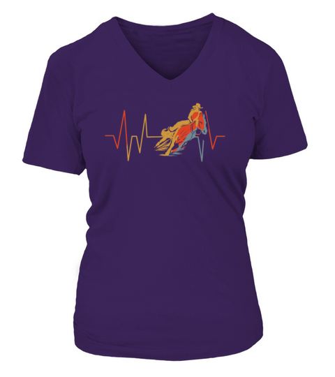Barrel Racing Heartbeat Retro Vintage Heart Rate Women's V-Neck T-shirt