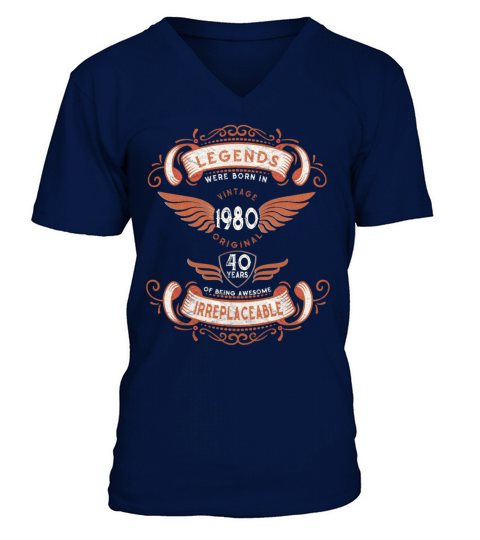 Born 1980 Vintage - 40th Birthday Present Men's V-Neck T-shirt