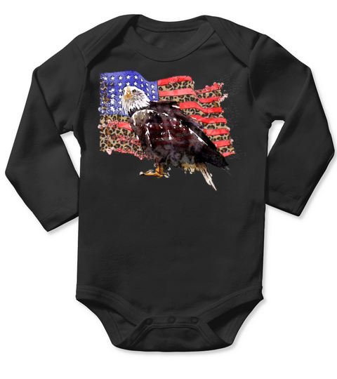 Distressed American Flag With Eagle Love The USA Long Sleeve Baby One-Piece