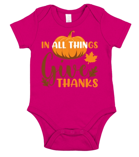 In all things give thanks autumn season maple leaf Short Sleeve Baby One-Piece
