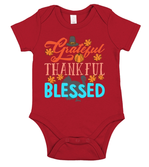 GRATEFUL THANKFUL BLESSES Short Sleeve Baby One-Piece