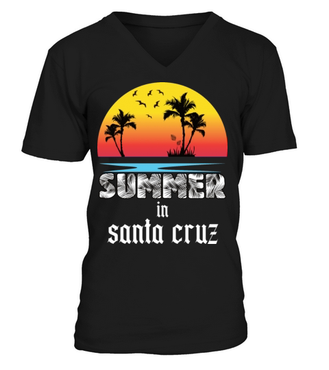 Summer in santa cruz beach holiday palm trees Men's V-Neck T-shirt