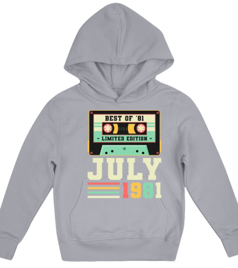 40th Birthday July Gift Vintage 1981 40 Years Kids Hoodie