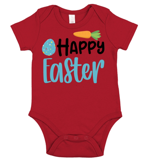 Happy Easter Carrot Blue Egg Short Sleeve Baby One-Piece