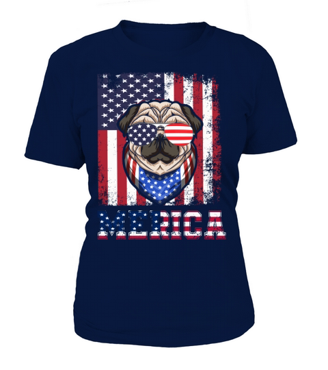 American Flag Pug T-Shirt Woman