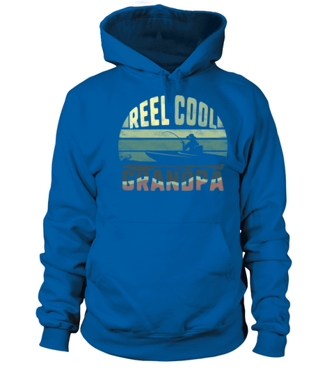 Fishing Reel Cool Grandpa Vintage Sunset Fathers Men's Hoodie