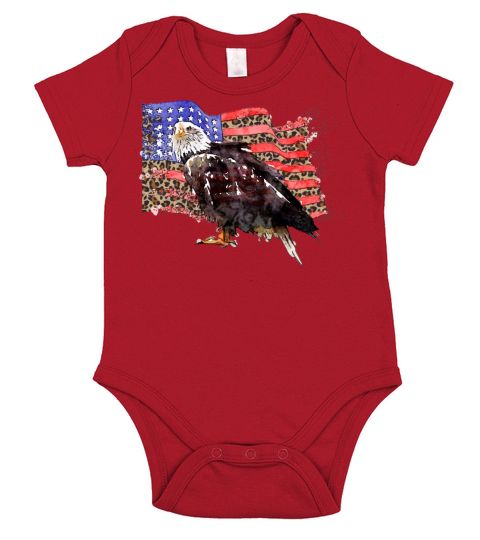 Distressed American Flag With Eagle Love The USA Short Sleeve Baby One-Piece
