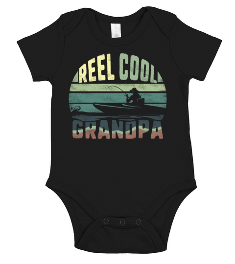 Fishing Reel Cool Grandpa Vintage Sunset Fathers Short Sleeve Baby One-Piece