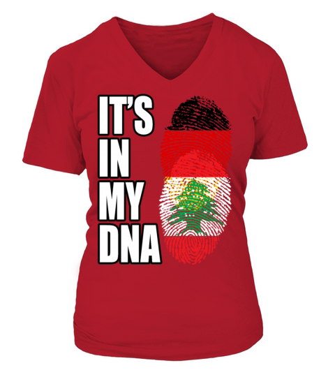 German And Lebanese Mix DNA Flag Heritage Women's V-Neck T-shirt