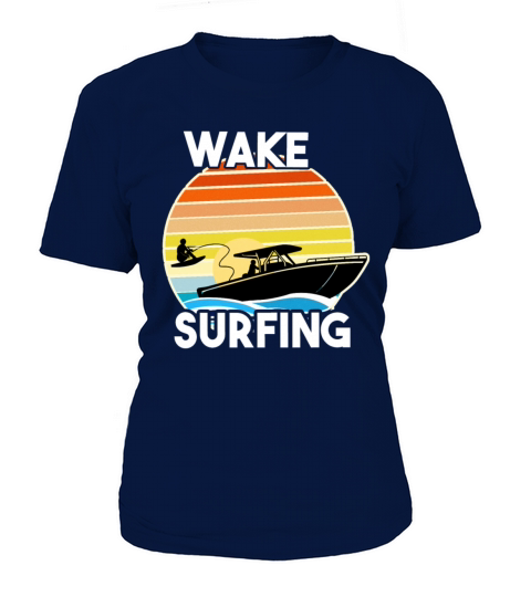 Retro Wake Surfing Gift Print Vintage Boat Lake T-Shirt Woman