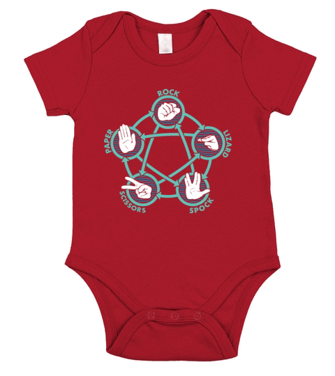 Rock Paper Scissors Lizard Spock T-Shirt Short Sleeve Baby One-Piece