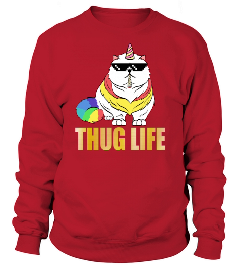 A Cool Thug Life Tee For Gangster "Unicorn Cat Women's Sweatshirt