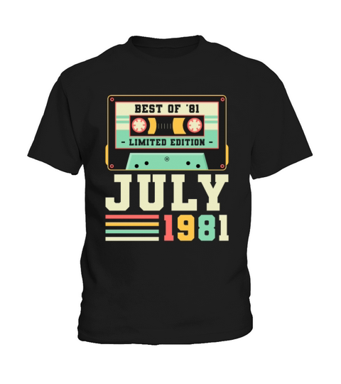 40th Birthday July Gift Vintage 1981 40 Years Kids T-Shirt
