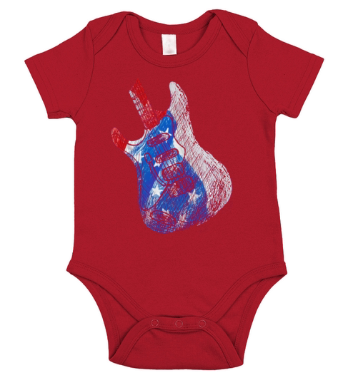 Guitarist America Flag Geek Music Short Sleeve Baby One-Piece