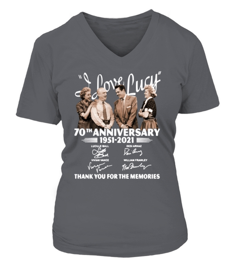I Love Lucy 70th anniversary 1951 2021 thank you for the memories signatures V-neck T-Shirt Woman