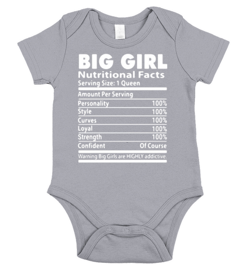Big Girl Nutrition Facts Serving Size 1 Queen Amount Per Serving Short Sleeve Baby One-Piece