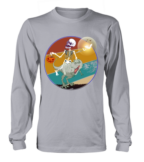 Skeleton Riding Monster Dinosaur Halloween Gifts Women's Long Sleeve
