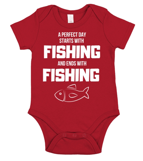 Perfect Day Starts With Fishing Gift Short Sleeve Baby One-Piece