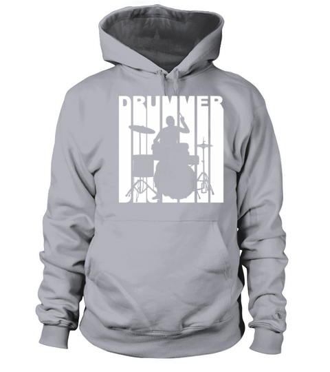 Vintage Style Drummer Silhouette Retro Music Men's Hoodie