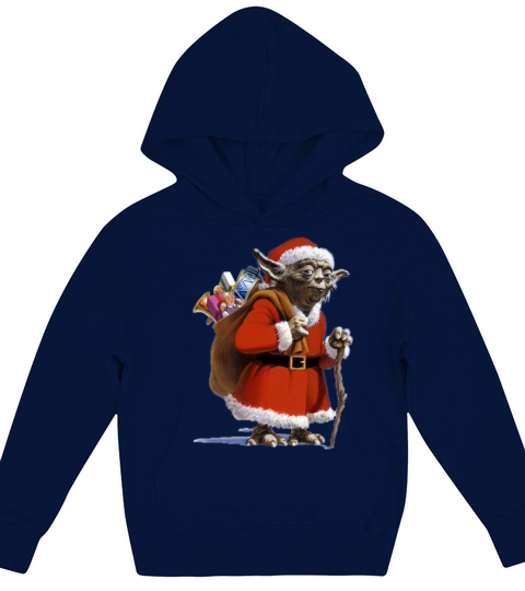 Merry Christmas Star Wars Yoda Santa Claus Ugly Faux Kids Hoodie