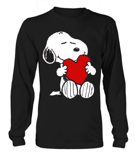 Peanuts Valentine Snoopy Hugging Heart Gift Tee Women's Long Sleeve