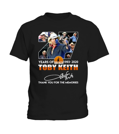 27 Years Of Toby Keith 1993 2020 Thank You For The Memories Signature Kids T-Shirt