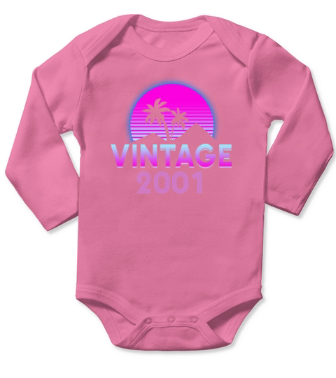 Retrowave Vintage 2001 Birthday Gift Idea Long Sleeve Baby One-Piece
